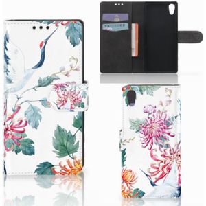 Sony Xperia XA1 Telefoonhoesje met Pasjes Bird Flowers