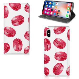 Apple iPhone Xs Max Flip Style Cover Pink Macarons