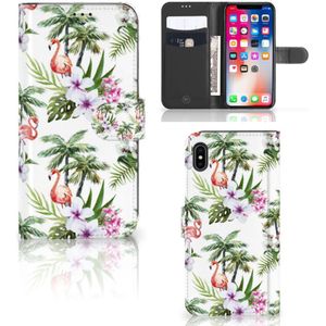 Apple iPhone Xs Max Telefoonhoesje met Pasjes Flamingo Palms