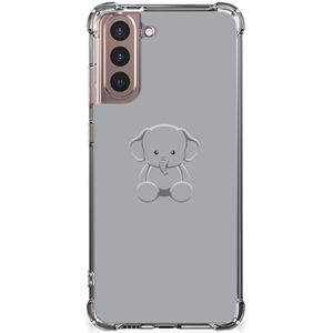 Samsung Galaxy S21 Plus Stevig Bumper Hoesje Grijs Baby Olifant