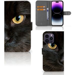 iPhone 15 Pro Max Telefoonhoesje met Pasjes Zwarte Kat