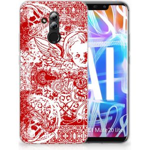 Silicone Back Case Huawei Mate 20 Lite Angel Skull Rood