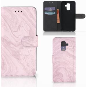 Samsung Galaxy A6 Plus 2018 Bookcase Marble Pink - Origineel Cadeau Vriendin