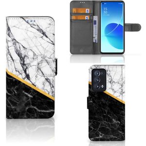 OPPO Reno 6 Pro Plus 5G Bookcase Marmer Wit Zwart - Origineel Cadeau Man