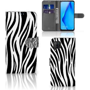 Huawei P40 Lite Telefoonhoesje met Pasjes Zebra