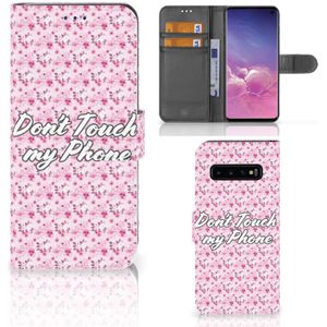 Samsung Galaxy S10 Portemonnee Hoesje Flowers Pink DTMP