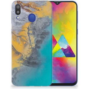 Samsung Galaxy M20 (Power) TPU Siliconen Hoesje Marble Blue Gold
