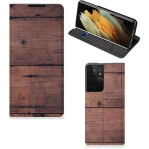 Samsung Galaxy S21 Ultra Book Wallet Case Old Wood