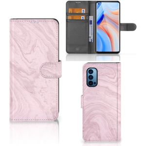 OPPO Reno 4 Pro 5G Bookcase Marble Pink - Origineel Cadeau Vriendin