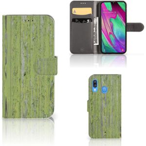 Samsung Galaxy A40 Book Style Case Green Wood