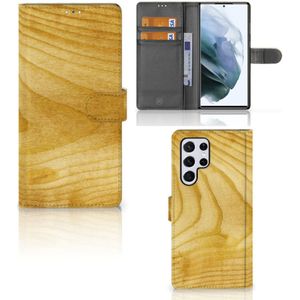 Samsung Galaxy S22 Ultra Book Style Case Licht Hout