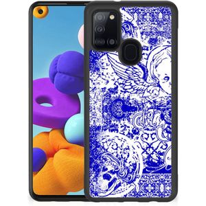 Mobiel Case Samsung Galaxy A21s Angel Skull Blauw