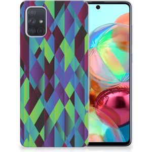 Samsung Galaxy A71 TPU Hoesje Abstract Green Blue