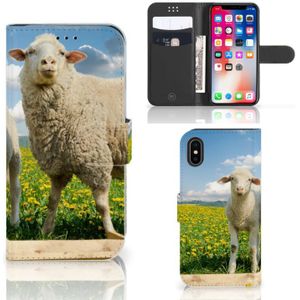 Apple iPhone X | Xs Telefoonhoesje met Pasjes Schaap en Lammetje