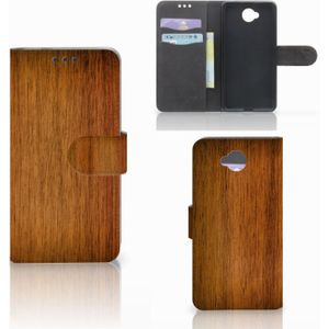 Microsoft Lumia 650 Book Style Case Donker Hout