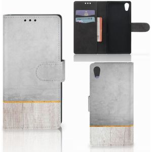 Sony Xperia XA1 Book Style Case Wood Concrete