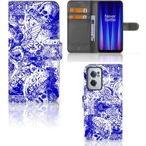 Telefoonhoesje met Naam OnePlus Nord CE 2 Angel Skull Blauw