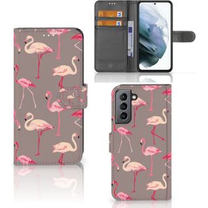 Samsung Galaxy S21 FE Telefoonhoesje met Pasjes Flamingo