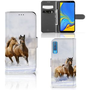 Samsung Galaxy A7 (2018) Telefoonhoesje met Pasjes Paarden