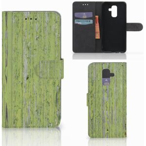 Samsung Galaxy A6 Plus 2018 Book Style Case Green Wood