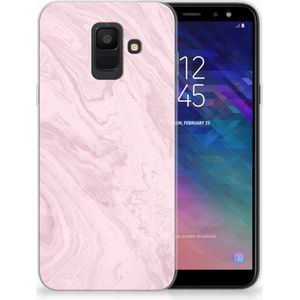 Samsung Galaxy A6 (2018) TPU Siliconen Hoesje Marble Pink - Origineel Cadeau Vriendin