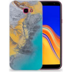 Samsung Galaxy J4 Plus (2018) TPU Siliconen Hoesje Marble Blue Gold