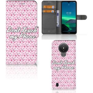 Nokia 1.4 Portemonnee Hoesje Flowers Pink DTMP