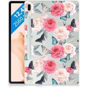 Samsung Galaxy Tab S7FE Siliconen Hoesje Butterfly Roses