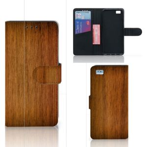 Huawei Ascend P8 Lite Book Style Case Donker Hout