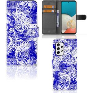 Telefoonhoesje met Naam Samsung Galaxy A53 Angel Skull Blauw