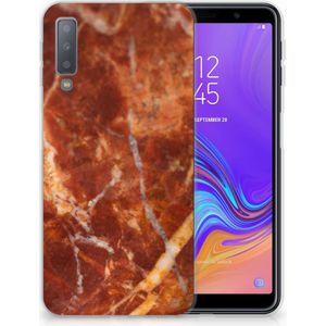 Samsung Galaxy A7 (2018) TPU Siliconen Hoesje Marmer Bruin
