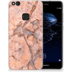 Huawei P10 Lite TPU Siliconen Hoesje Marmer Oranje