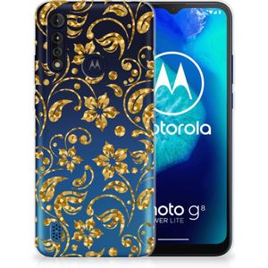 Motorola Moto G8 Power Lite TPU Case Gouden Bloemen