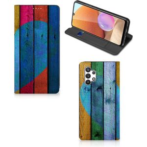 Samsung Galaxy A32 4G | A32 5G Enterprise Editie Book Wallet Case Wood Heart - Cadeau voor je Vriend