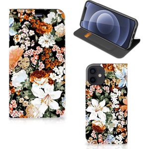Smart Cover voor iPhone 12 Mini Dark Flowers