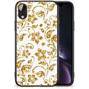 Apple iPhone XR Bloemen Hoesje Gouden Bloemen