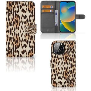 iPhone 14 Pro Max Telefoonhoesje met Pasjes Leopard