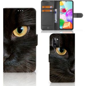 Samsung Galaxy A41 Telefoonhoesje met Pasjes Zwarte Kat