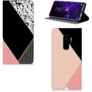 Samsung Galaxy S9 Plus Stand Case Zwart Roze Vormen