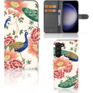 Telefoonhoesje met Pasjes voor Samsung Galaxy S23 Plus Pink Peacock