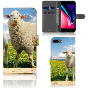 Apple iPhone 7 Plus | 8 Plus Telefoonhoesje met Pasjes Schaap en Lammetje