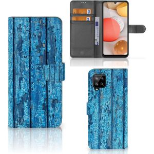 Samsung Galaxy A42 5G Book Style Case Wood Blue