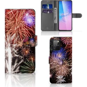 Samsung S10 Lite Wallet Case met Pasjes Vuurwerk