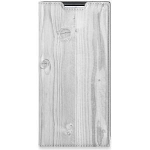 Samsung Galaxy S22 Ultra Book Wallet Case White Wood