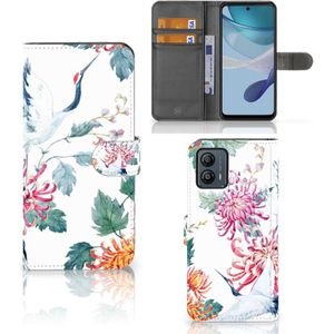 Motorola Moto G53 Telefoonhoesje met Pasjes Bird Flowers