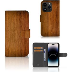 iPhone 15 Pro Book Style Case Donker Hout