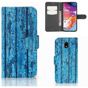 Samsung Galaxy A70 Book Style Case Wood Blue