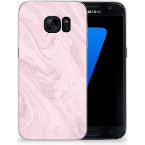 Samsung Galaxy S7 TPU Siliconen Hoesje Marble Pink - Origineel Cadeau Vriendin
