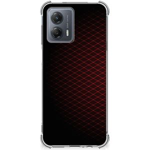 Motorola Moto G53 Doorzichtige Silicone Hoesje Geruit Rood