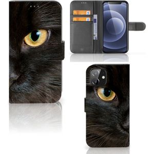iPhone 12 | 12 Pro (6.1") Telefoonhoesje met Pasjes Zwarte Kat